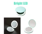 Beakey Portable LED Lighted Travel Makeup Mirror 10X Folding Mirror Handheld 2-Sided Mirror-Mint Green