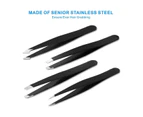 Beakey 4Pcs Stainless Steel Tweezer Set For Eyebrows Professional Slant And Pointed Tweezers With Case