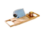 Luxury Bamboo Bath Caddy Bathtub Tray Expandable Rack with Book Wine Holder