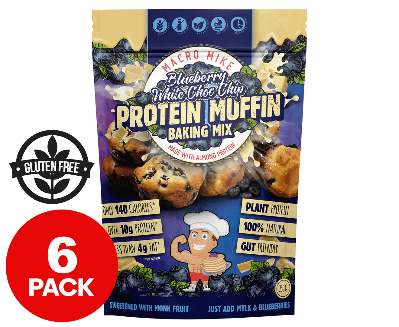 Macro Mike Protein Muffin Baking Mix Blueberry White Choc Chip 250g