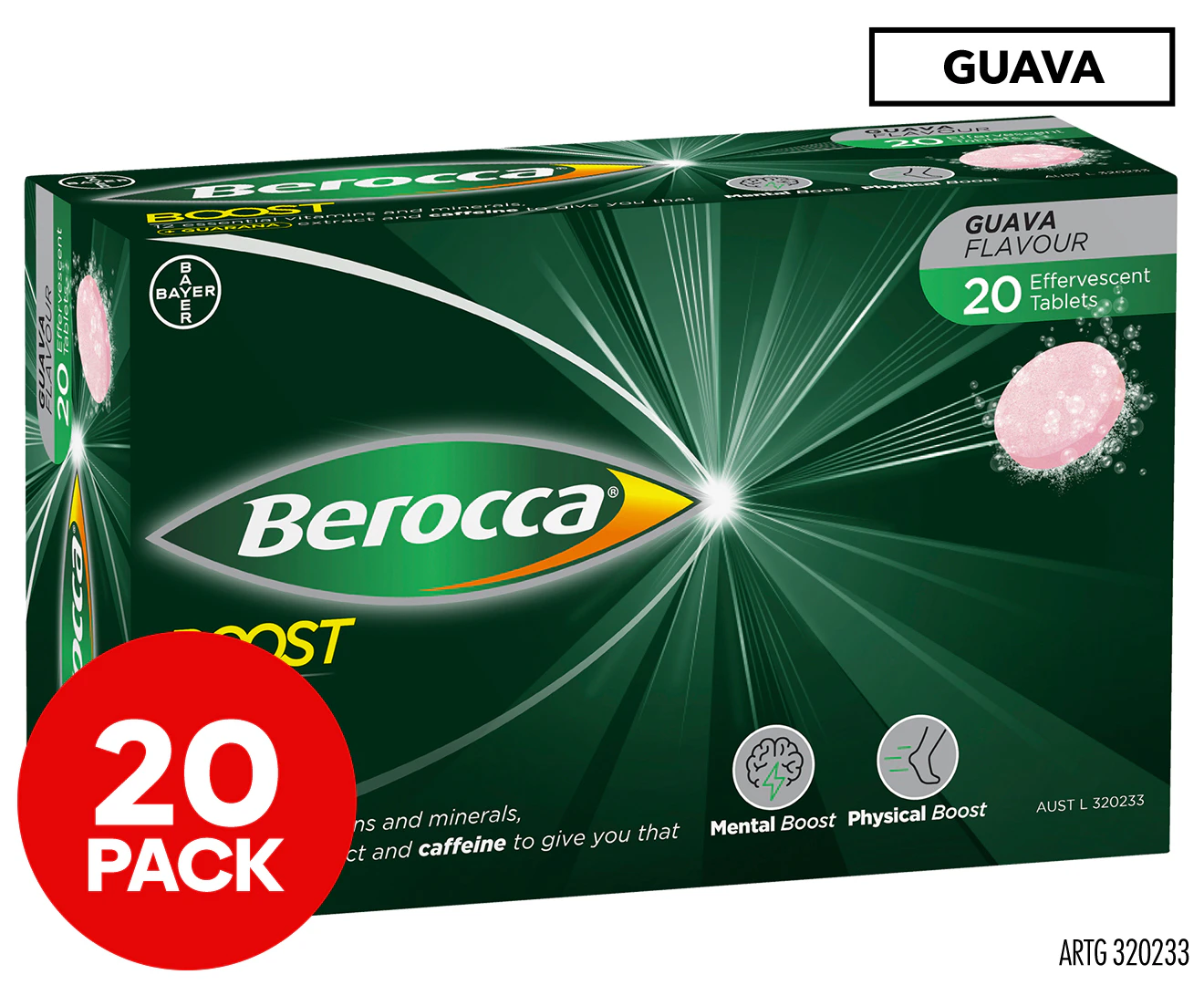 Berocca Boost With Guarana 20 Effervescent Tablets