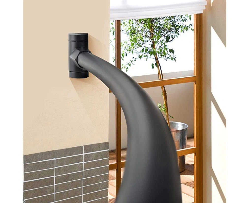 (Black) - PrettyHome Adjustable Curved Shower Curtain Rod Rustproof Expandable Aluminium Metal Shower Rod 38-180cm Telescoping Design Exquisite Customizabl