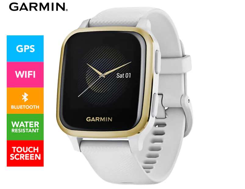 Garmin 40.6mm Venu Sq Silicone Smart Watch - Light Gold/White