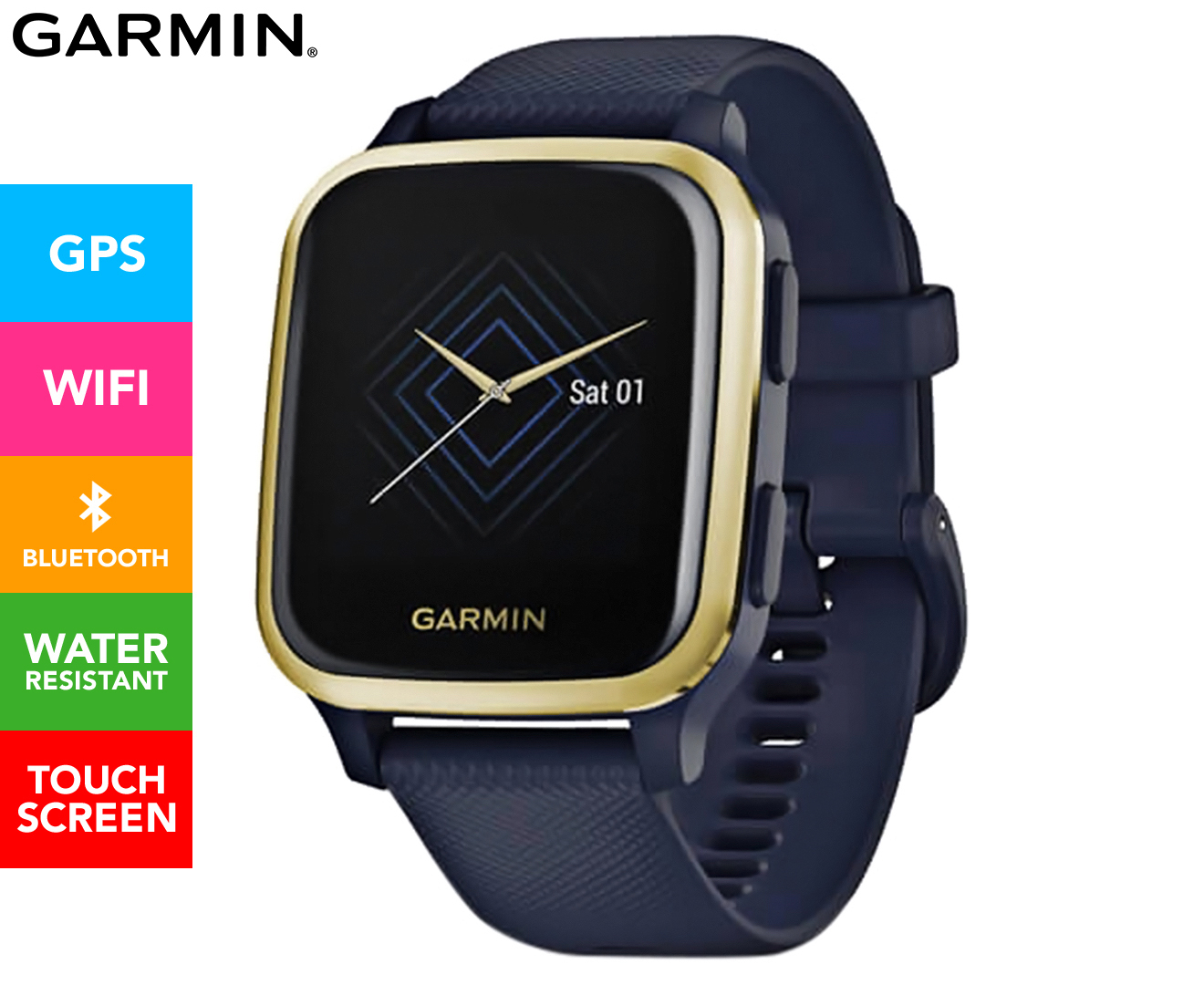 Garmin 40.6mm Venu Sq Music Edition Silicone Smart Watch Light