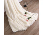 (Throw -130cm  x 150cm , Cream White) - VaryCarry Warm Shaggy Sherpa Blankets Fluffy Soft Fuzzy Faux Fur Throw Blanket for Xmas Couch Sofa Photo Props Home