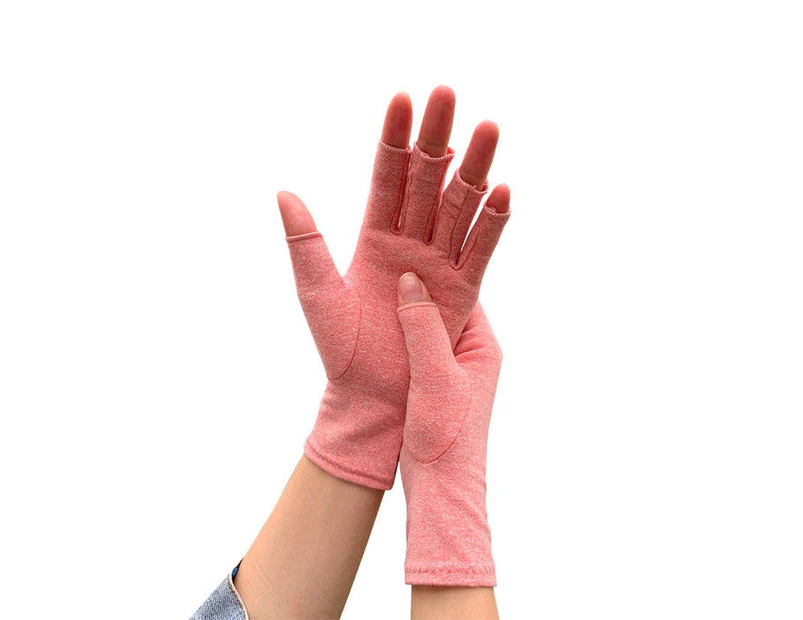 Winmax Winter Half Finger Outdoor Sport Driving Riding Cotton Breathable Gloves-Hemp Pink-LYX-08062-2