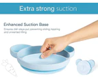 (Blue) - Baby Suction Plate - Non Slip Silicone Baby Weaning Plate - Stay Put Toddler Feeding Plate with Suction - Kids Placemat for No More Meal Time Mess
