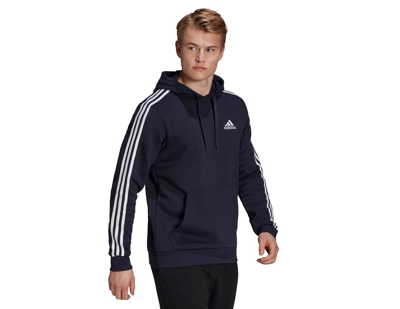 Adidas Men's Essentials Fleece 3-Stripes Hoodie - Legend Ink/White