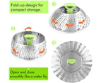 (13cm  - 23cm ) - Steamer Basket Stainless Steel Vegetable Steamer Basket Folding Steamer Insert for Veggie Fish Seafood Cooking, Expandable to Fit Various