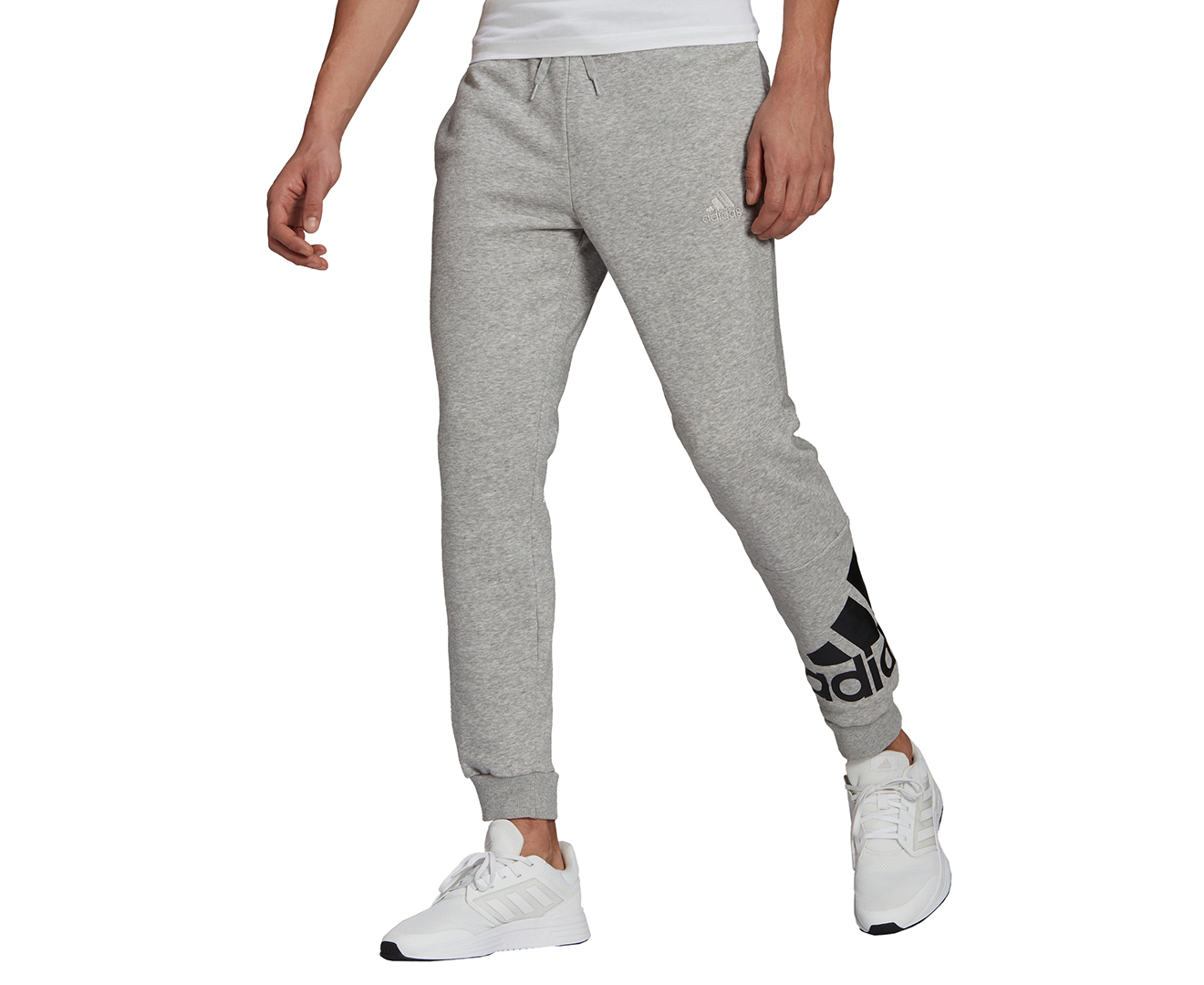 Adidas Men's Essentials Fleece Tapered Cuff Logo Pants - Medium Grey ...
