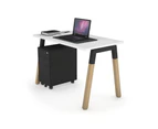 Quadro A Leg Home Office Desk - Natural Leg Black Cross Beam - white