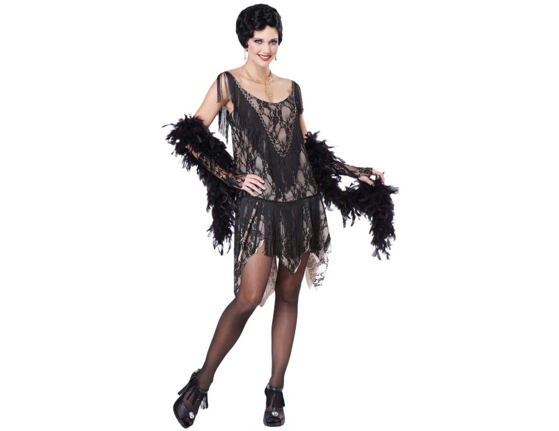 Gatsby Gal Women's Vintage Black Lace 1920s Flapper Costume Womens