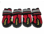 Unisex Dog Boots Shoes Puppy Pet High Performance Booties Paw Protection Black Red New - Black-Red