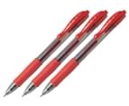 3 x Pilot G-2 Fine Retractable Gel Pen - Red 1