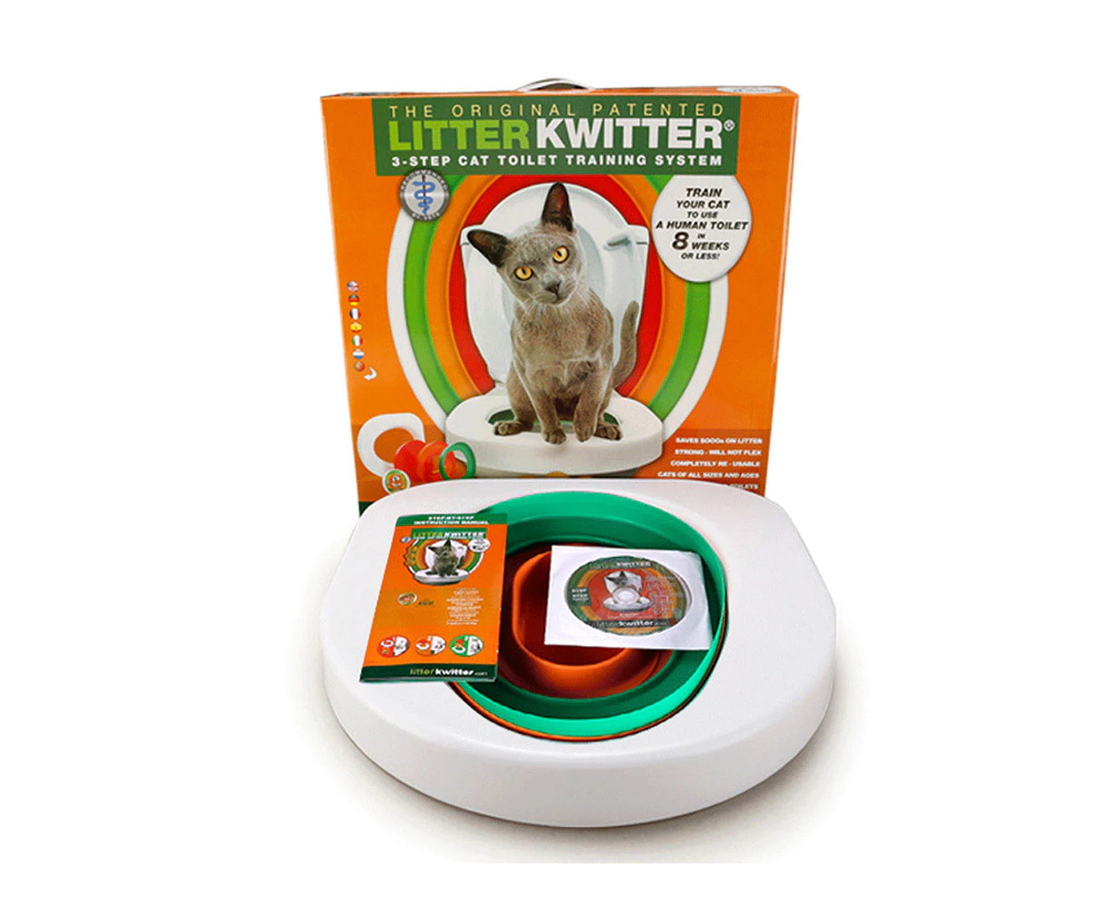 NOVBJECT Cat Toilet Training System 3 Step Litter Kwitter Pet Training DVD Instruction