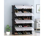 SOGA 8 Tier 2 Column Shoe Rack Organizer Sneaker Footwear Storage Stackable Stand Cabinet Portable Wardrobe with Cover