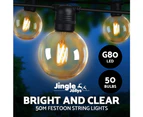 Jingle Jollys 50m LED Festoon String Lights Wedding Christmas Outdoor Party