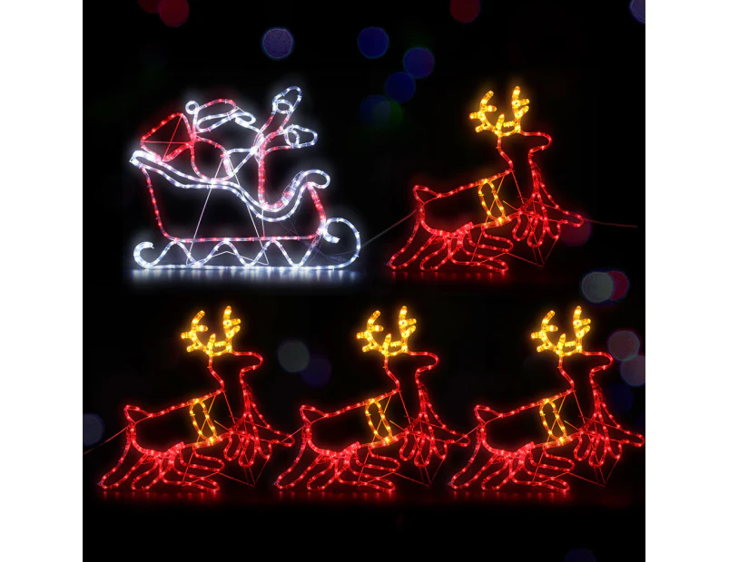 Jingle Jollys Christmas Lights Reindeer Sleigh 806 LED Decorations