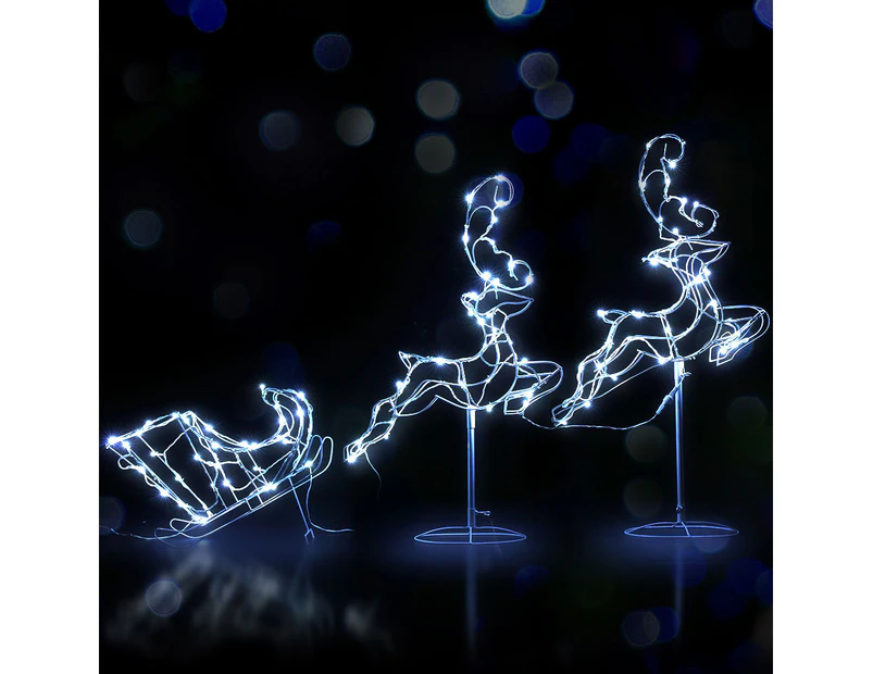 Jingle Jollys Christmas Lights Reindeer Sleigh 120 LED Decorations