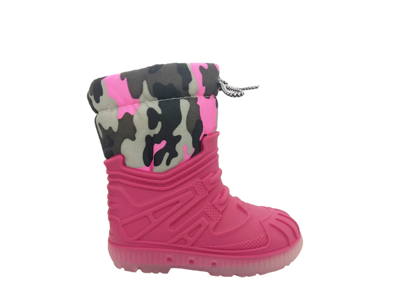 Aussie Gumboot Penguin Girls Boots Snow Boots Fully Lined Warm Water Resistant - Pink Camo