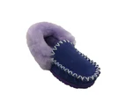 Buster Moccies Ladies Moccasins Slippers Australian Made Classic Sheepskin Upper - Purple