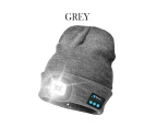 Bluetooth Music Beanie with LED Lamp Cap - Gray