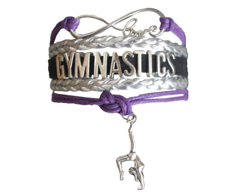 (Purple) - Gymnastics Bracelet- Girls Gymnastics Bracelet- Gymnastics Jewellery - Perfect Gift For Gymnast, Gymnastic Coaches & Teams
