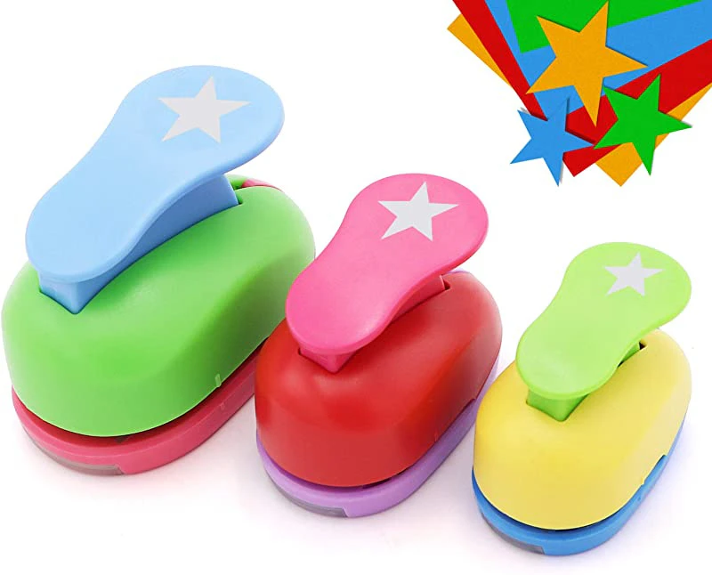 (3 Sizes Star) - 3 Pcs Star Punch 2.5cm 3.8cm 1.6cm Paper Punchers Scrapbook Crafts Paper Punch