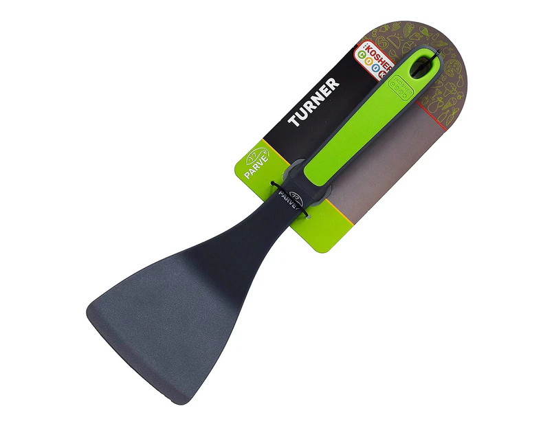 (Green) - Parve Green Turner Spatula - Heavy Duty Silicone Kitchen Utensil for Cooking and Baking - Ergonomic Handle and Comfortable Grip - Colour Coded Ki