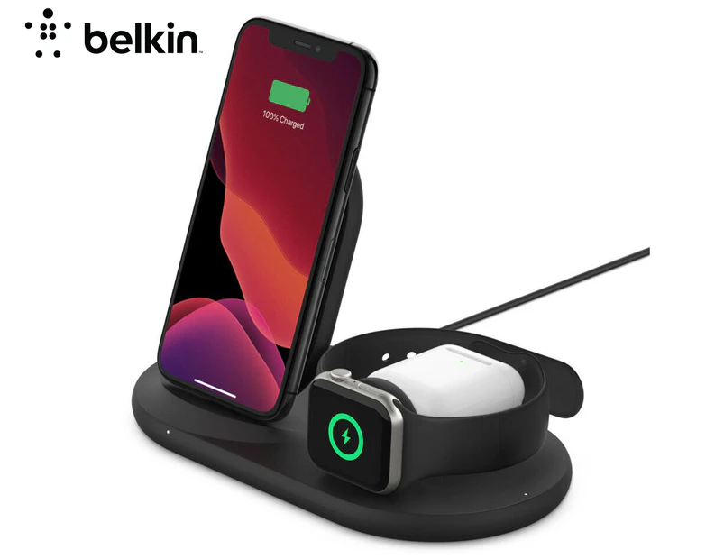 Belkin BoostCharge 3-in-1 Wireless Charger for Apple Devices - Black