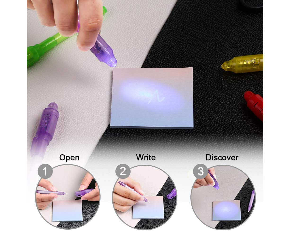 SCStyle Invisible Ink Pen 28pcs Latest Spy Pen with UV Light Magic Spy Marker Kid Pens for Secret Birthday Message Party,Writing