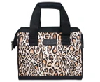 Sachi Leopard Insulated Lunch Bag - Black/Beige