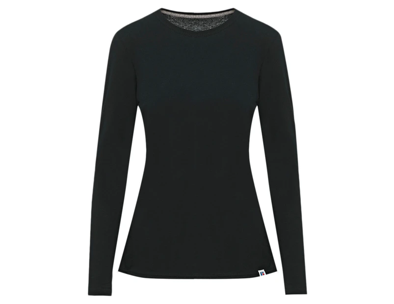 Russell Athletic Women's Essential 60/40 Performance Long Sleeve Tee / T-Shirt / Tshirt - Black