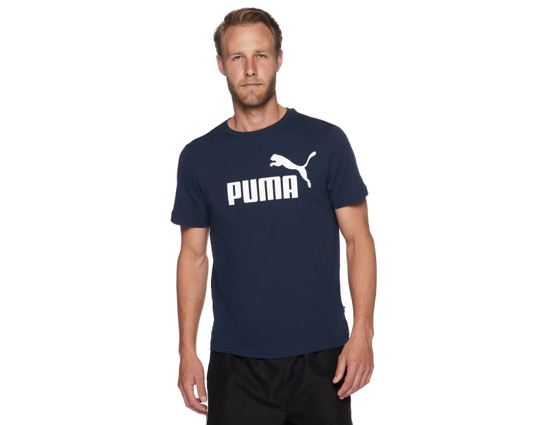 Puma Men's Essential Logo Tee / T-Shirt / Tshirt - Peacoat/White