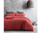 Amsons 100% Cotton Quilt Cover Set With Extra Standard Pillowcases - Living Coral - Coral