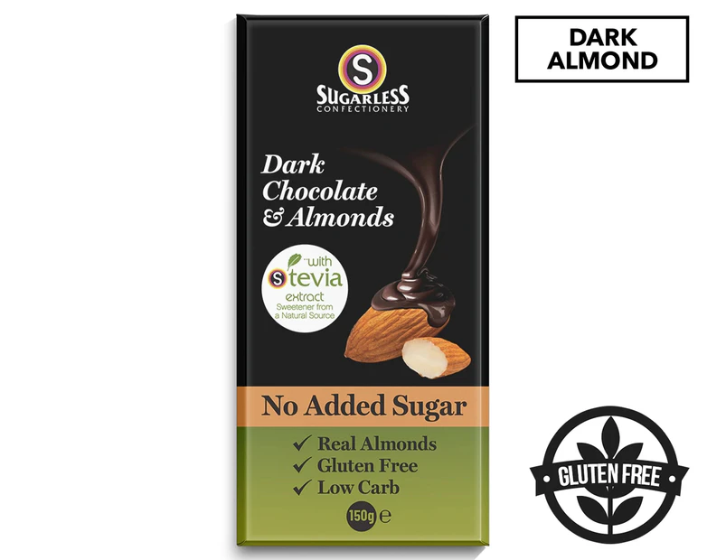 Sugarless Confectionery Dark Chocolate & Almonds 150g