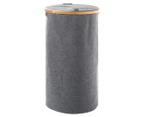 Sherwood Linen & Bamboo Round Long Laundry Hamper w/ Cover - Grey