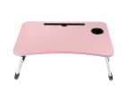 Foldable Laptop Bed Tray Table Laptop Desk Stand with Tablet Slot Reading Desk Pink