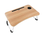 Foldable Laptop Bed Tray Table Laptop Desk Stand with Tablet Slot Reading Desk Walnut
