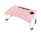 Foldable Laptop Bed Tray Table Laptop Desk Stand with Tablet Slot Reading Desk Pink