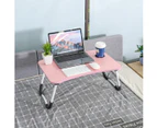 Foldable Laptop Bed Tray Table Laptop Desk Stand with Tablet Slot Reading Desk Pink