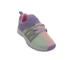 Grosby Sprint Girls Shoes Casual Sneaker Hook and Loop Strap Rainbow Front - Lilac Multi