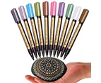 (10 Colors) - Metallic Markers Pen for Rock Painting - Medium Point, Metallic Colour Paint Markers for Ceramic Painting, Glass,Mug, Plastic, Photo Album, C