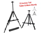 (Black) - T-Sign 180cm Tall Display Easel Stand, Aluminium Metal Tripod Art Easel Adjustable Height from 22-72”, Extra Sturdy for Table-Top/Floor Painting,