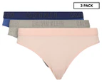 Calvin Klein Women's Monochrome Cheeky Bikini Briefs 3-Pack - Denim/Nymph's Thigh/Grey Heather