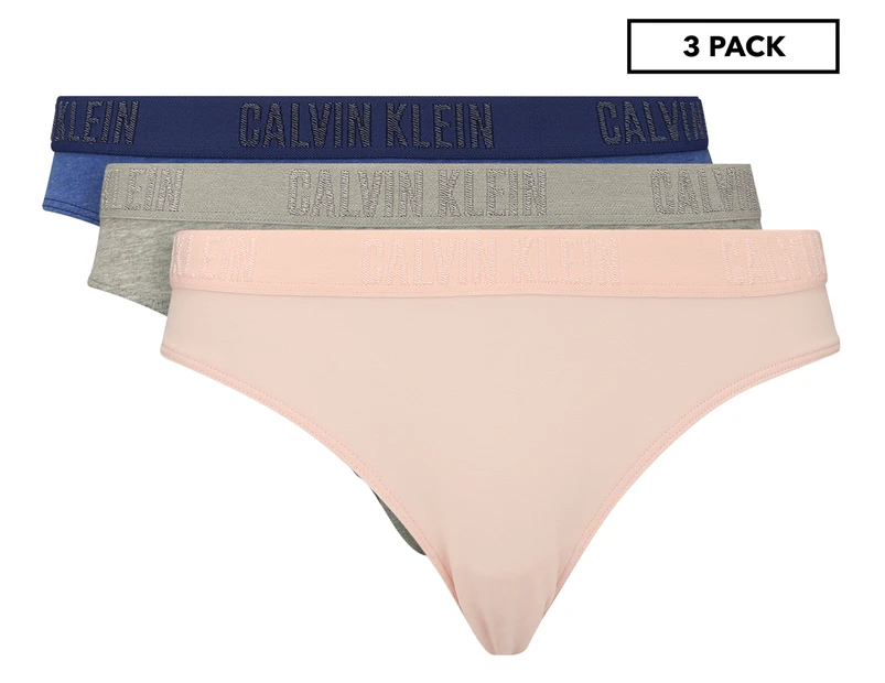 Calvin Klein Women's Monochrome Cheeky Bikini Briefs 3-Pack - Denim/Nymph's Thigh/Grey Heather