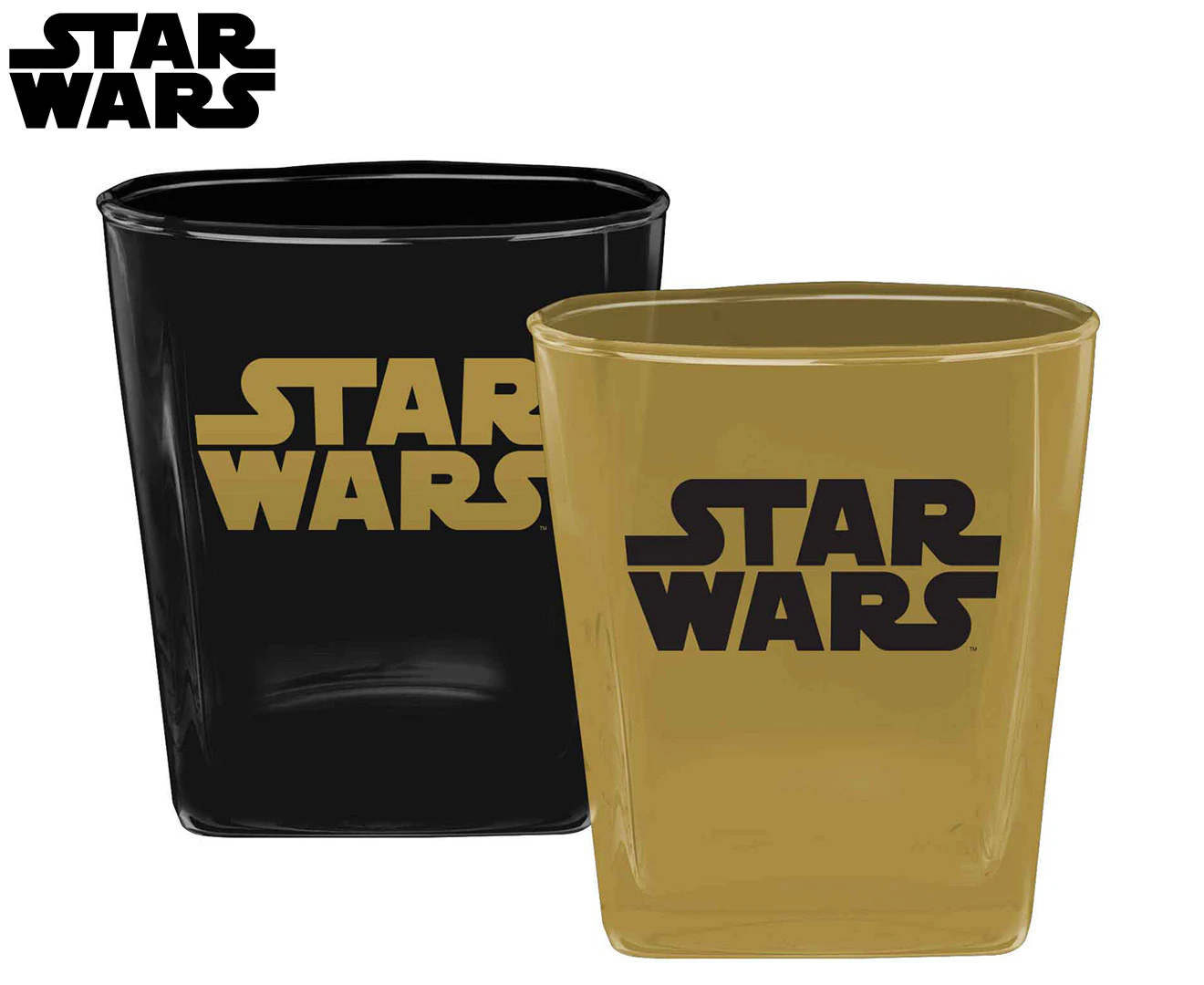 Star Wars 250mL Metallic Square Glass 2-Pack - Gold/Black