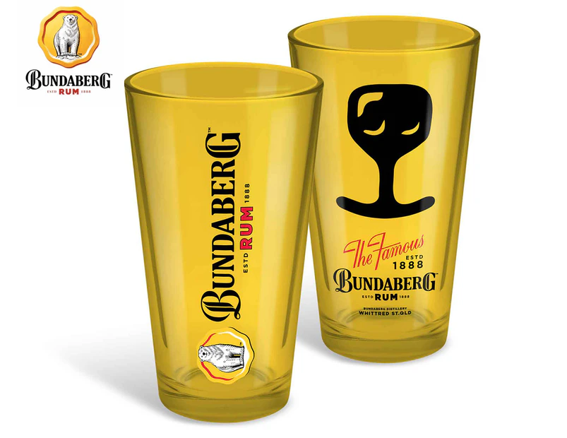 Bundaberg Rum 500mL Coloured Conical Glasses 2-Pack