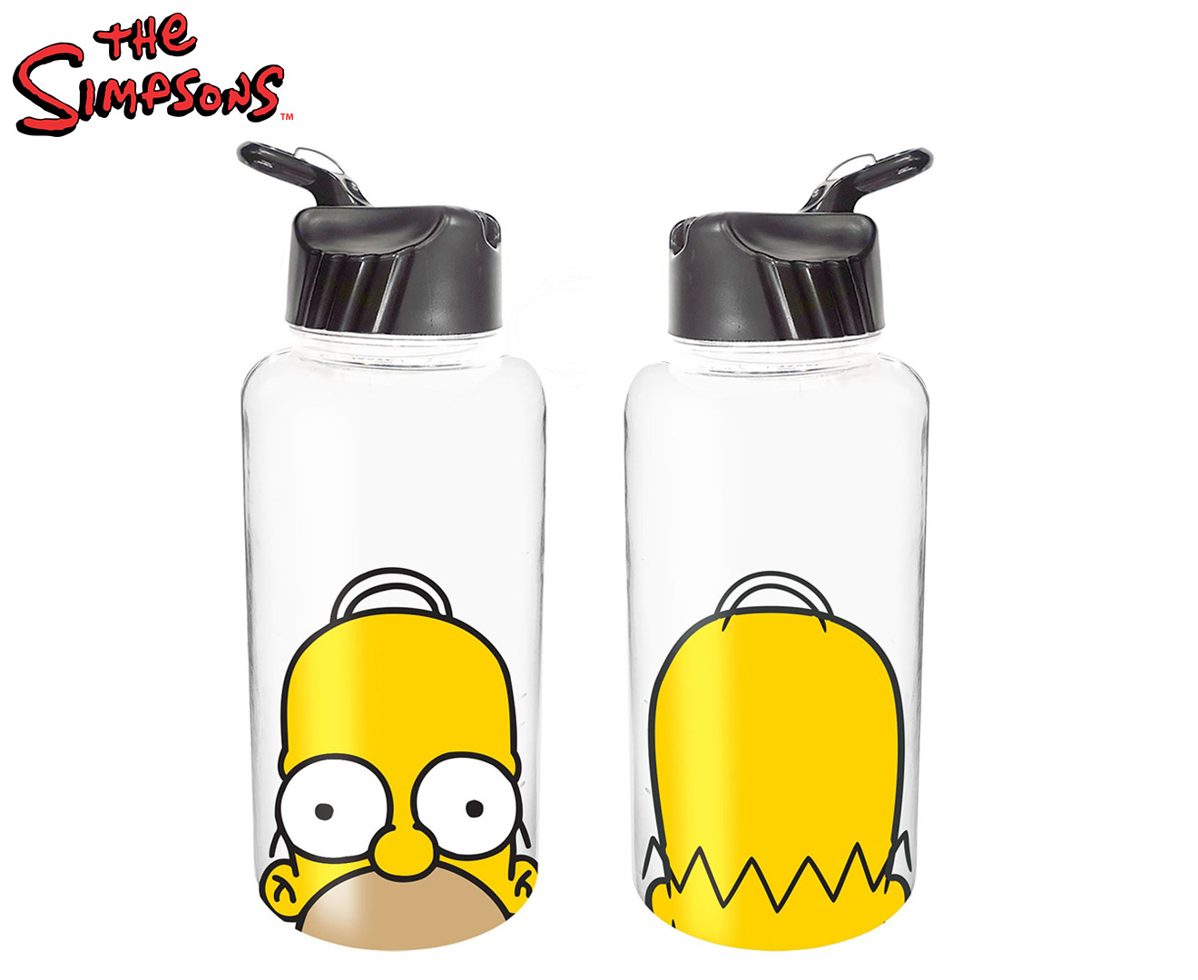 The Simpsons 1L Homer Water Bottle Clear Black Multi Catch .au