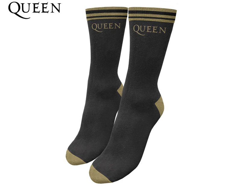 Queen Men's Novelty Socks - Black/Gold